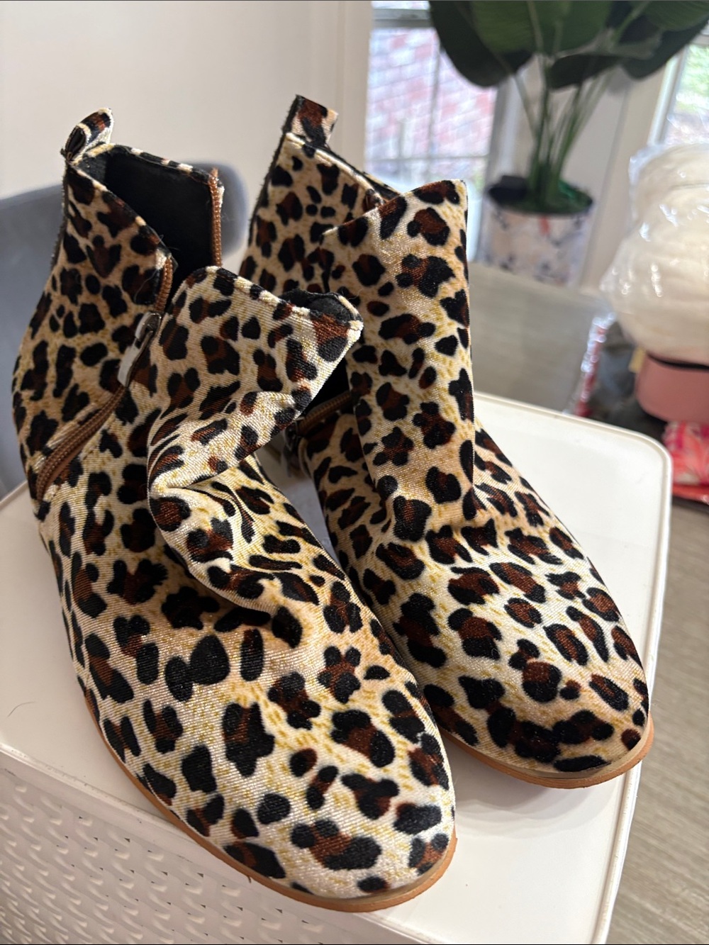 Leopard Print Women’s Ankle Boots - Brown/Black
